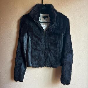 Rare Vintage Bebe Leather and Rabbit Fur Jacket
